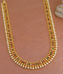 Multi Color Stone Gold Imitation Mullai Mottu Haram Pearl Jewelry HR3804 Multi Color Stone Gold Imitation Mullai Mottu Haram Pearl Jewelry HR3804
