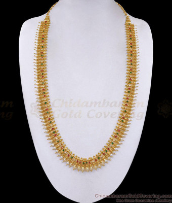 Multi Color Stone Gold Imitation Mullai Mottu Haram Pearl Jewelry HR3804
