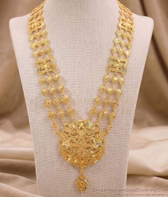 Three Line Gold Plated Governor Haram For Brides HR3806
