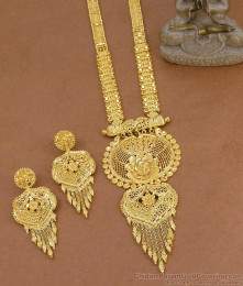 Ultra Premium Gold Plated Bridal Haram Set with Earrings HR3810