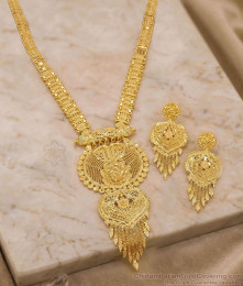 Ultra Premium Gold Plated Bridal Haram Set with Earrings HR3810