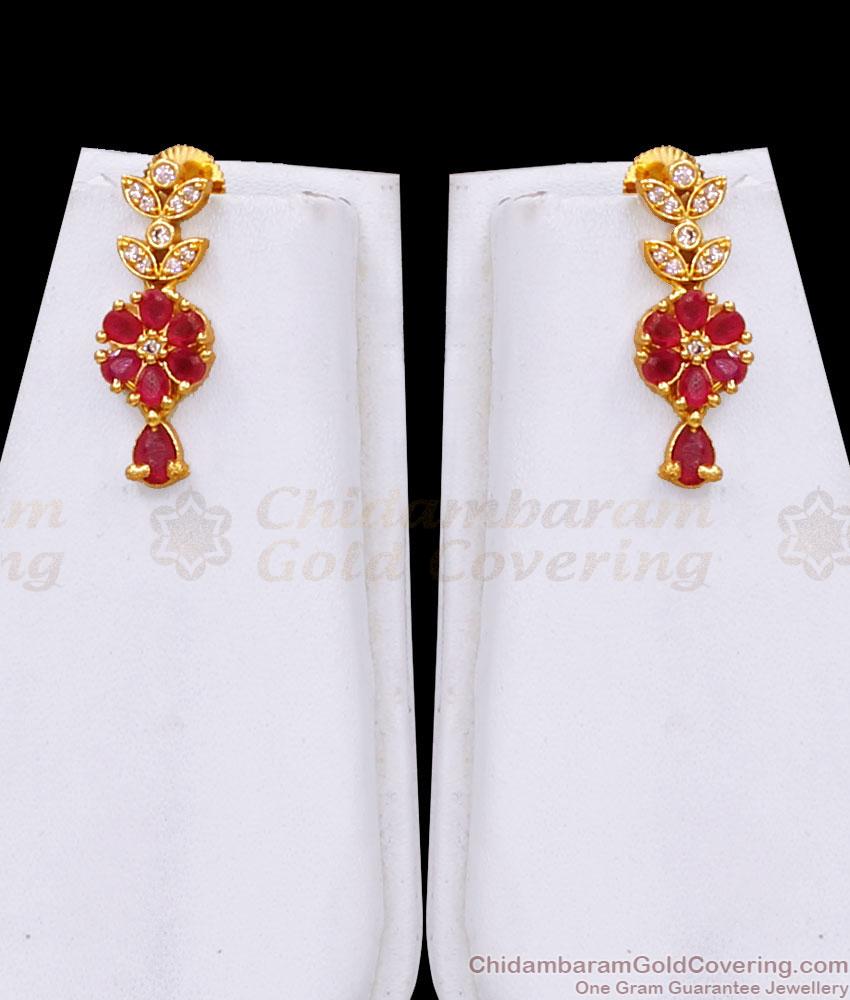 Attractive Ad Stone Gold Haram Necklace Set Ruby Floral Design HR3820 Attractive Ad Stone Gold Haram Necklace Set Ruby Floral Design HR3820