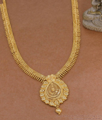 Classic Gold Plated Mullai Beaded Kerala Long Haram Online HR3825