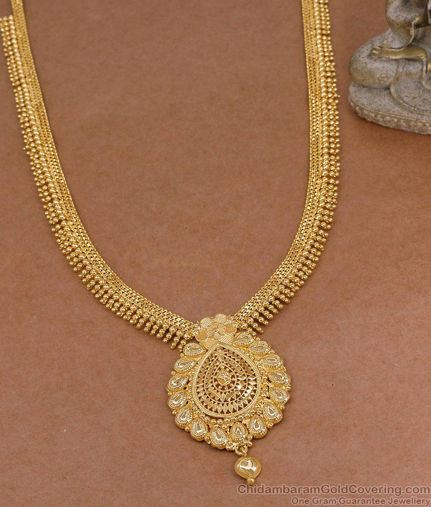 Classic Gold Plated Mullai Beaded Kerala Long Haram Online HR3825 Classic Gold Plated Mullai Beaded Kerala Long Haram Online HR3825