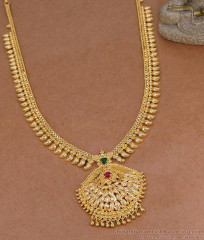 Beautiful Ruby Green Stone Gold Plated Mango Haram Shop Online HR3831 Beautiful Ruby Green Stone Gold Plated Mango Haram Shop Online HR3831