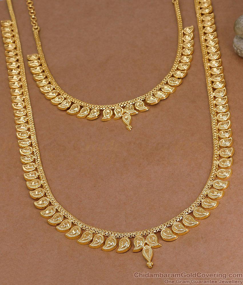 Premium Quality Gold Imitation Mango Haram Necklace Combo Set HR3833