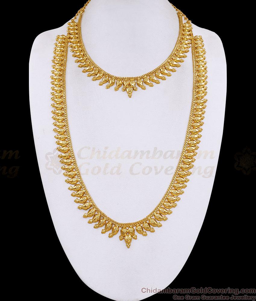 Traditional 1 Gram Gold Bridal Wear Mango Haram Set Online HR3834 Traditional 1 Gram Gold Bridal Wear Mango Haram Set Online HR3834