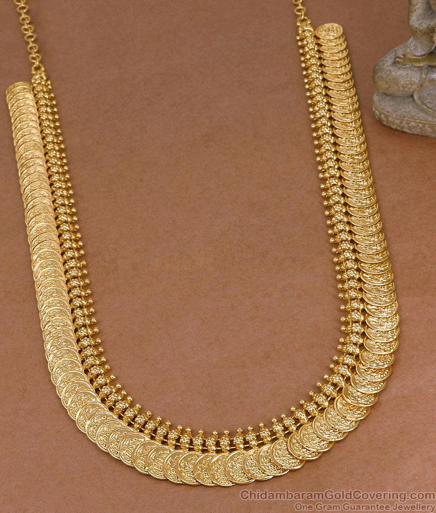 1 Gram Gold Micro Plated South Indian Laxmi Kasu Long Haram HR3836