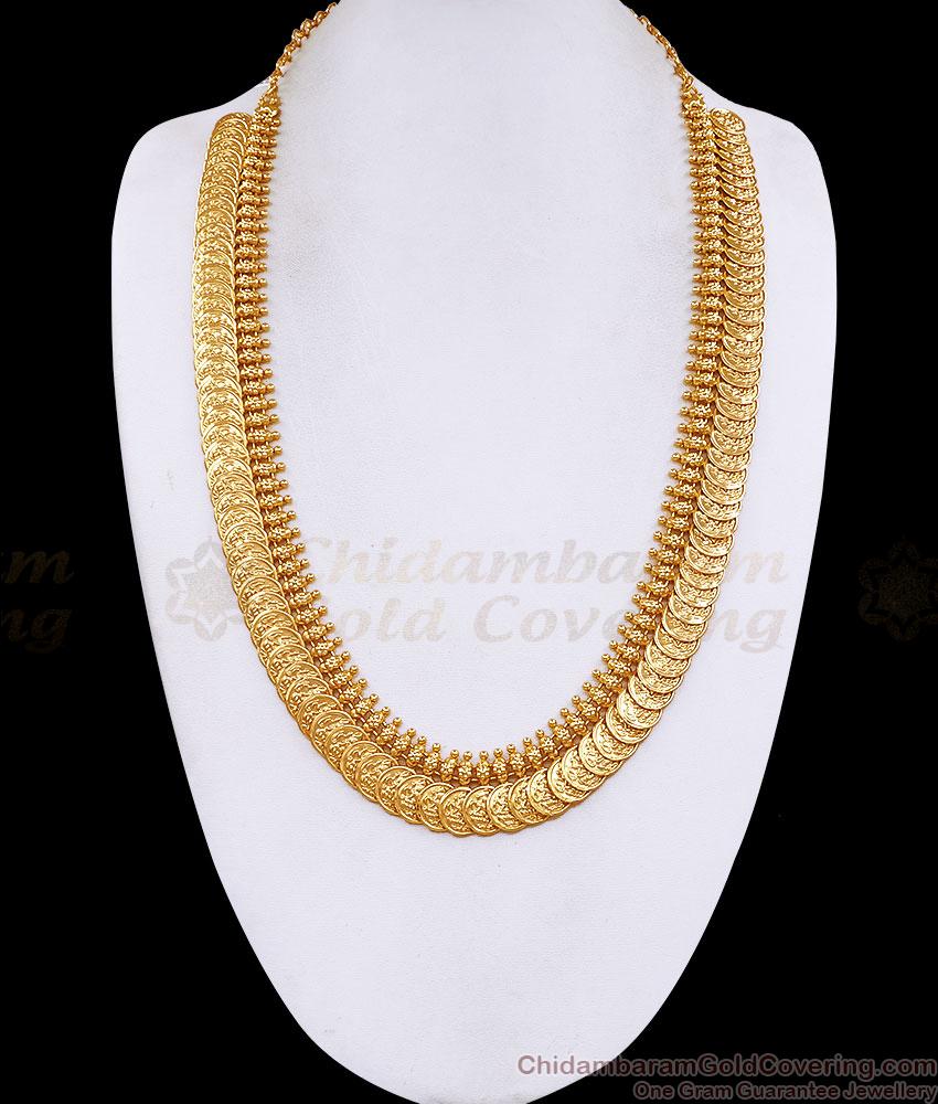 1 Gram Gold Micro Plated South Indian Laxmi Kasu Long Haram HR3836