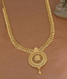 Temple Style Gold Tone Royal Wedding Long Mango Haram Shop Online HR3837