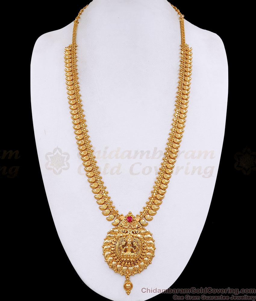 Traditional Lakshmi Motif Gold Imitation Mango Haram For Wedding HR3841 Traditional Lakshmi Motif Gold Imitation Mango Haram For Wedding HR3841