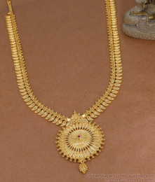 Single Ruby Stone Leaf Design Gold Long Haram For Women HR3842 Single Ruby Stone Leaf Design Gold Long Haram For Women HR3842