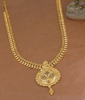 South Indian Bridal Wear Kerala Haram 1 Gram Gold Jewelry Mango Design HR3844