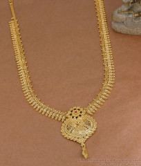 Grand Floral Design Micro Gold Plated Mullaipoo Long Haram Online HR3845 Grand Floral Design Micro Gold Plated Mullaipoo Long Haram Online HR3845