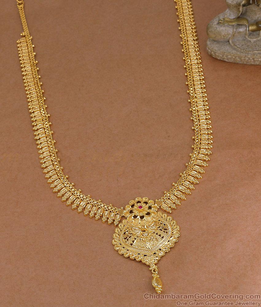 Grand Floral Design Micro Gold Plated Mullaipoo Long Haram Online HR3845