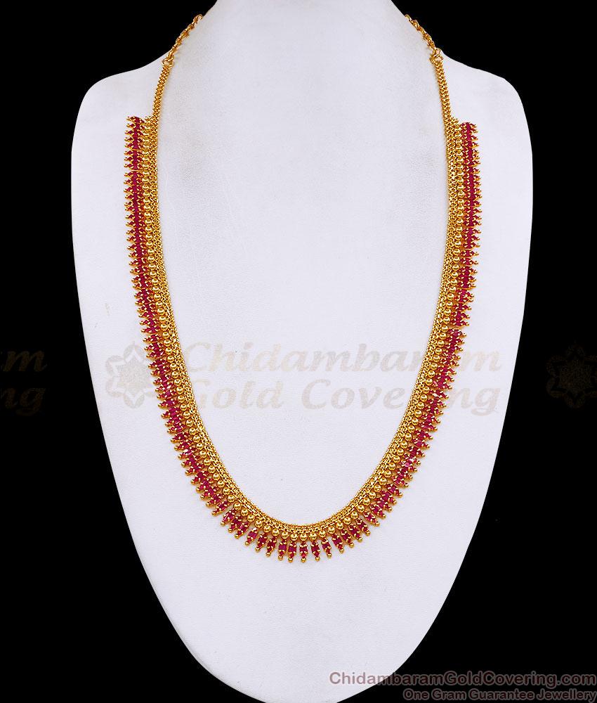 New Arrival Ruby Stone Mullaipoo Haram Micro Gold Jewelry HR3846 New Arrival Ruby Stone Mullaipoo Haram Micro Gold Jewelry HR3846