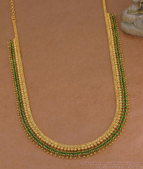 High Quality 1 Gram Gold Plated Green Ad Stone Mullai Haram Online HR3847 High Quality 1 Gram Gold Plated Green Ad Stone Mullai Haram Online HR3847