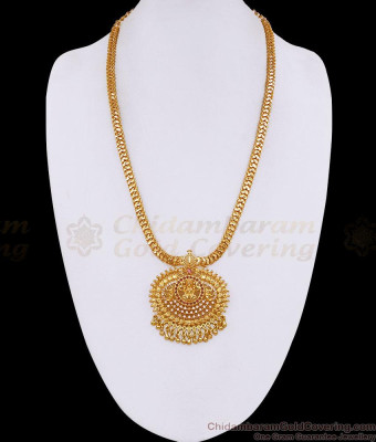 New Arrival Lakshmi Design Ruby White Stone Haram 1 Gram Gold Jewelry HR3849
