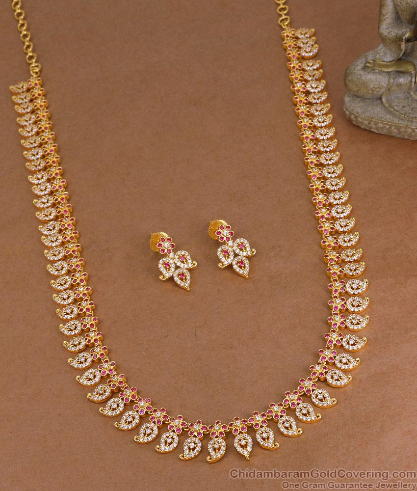 Glittering Ruby White Ad Stone Mango Haram Imitation Jewelry HR3851 Glittering Ruby White Ad Stone Mango Haram Imitation Jewelry HR3851