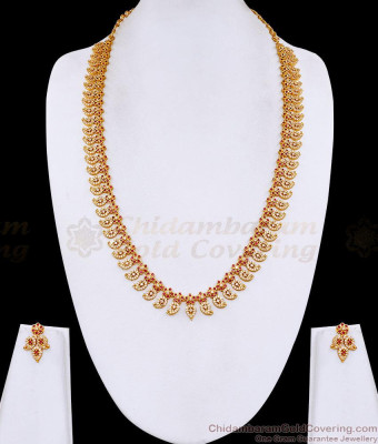Glittering Ruby White Ad Stone Mango Haram Imitation Jewelry HR3851