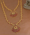 High Quality Gold Plated Ruby Stone Haram Necklace Combo For Wedding HR3852 High Quality Gold Plated Ruby Stone Haram Necklace Combo For Wedding HR3852