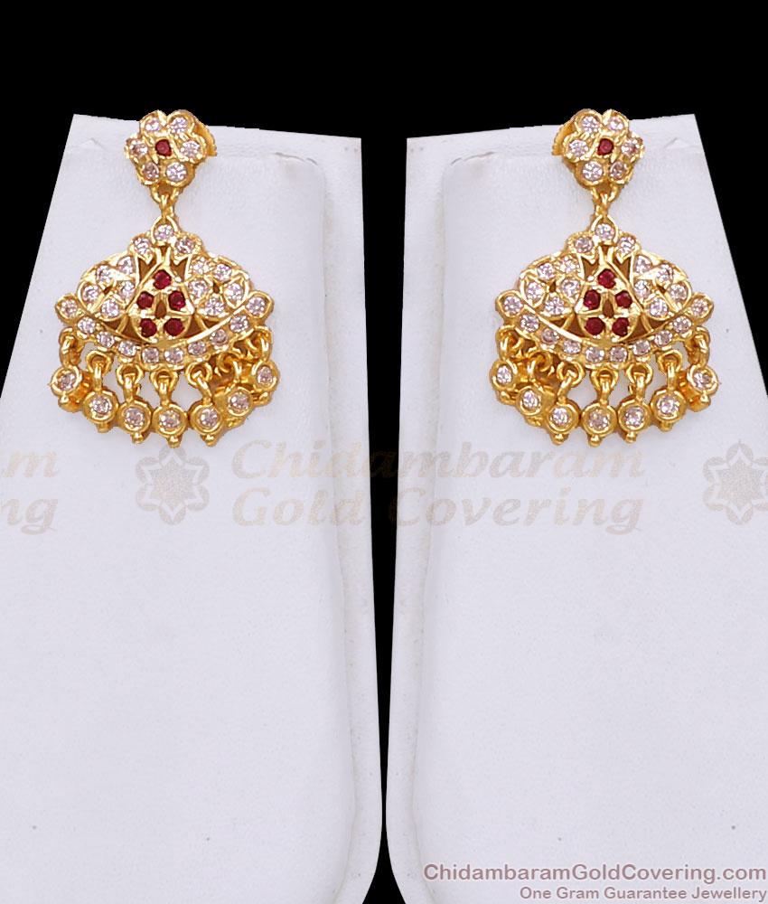 Original Five Metal Impon Swan Haram With Pin Type Earring HR3853