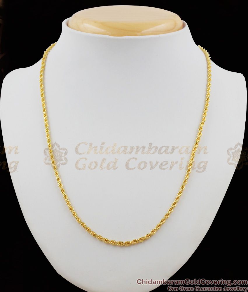 Thin Gold Inspired Regular Wear Twisted Rope Short Chain Daily Wear CHNS1007