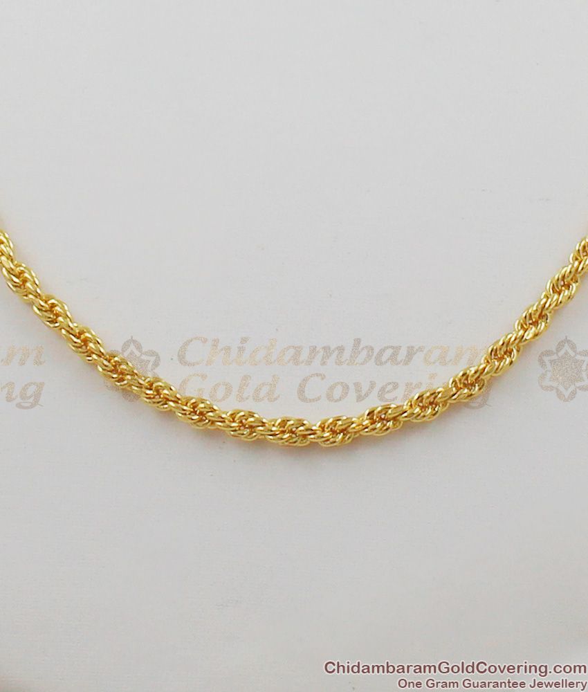 Thin Gold Inspired Regular Wear Twisted Rope Short Chain Daily Wear CHNS1007