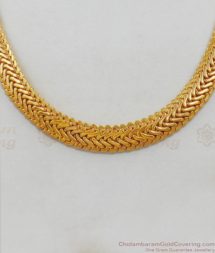 Over Thick Close Neck One Gram Gold Plated Short Chain For Men Daily Use CHNS1025