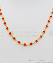 Trendy Red Stone Gold Short Chain Collections CHNS1063