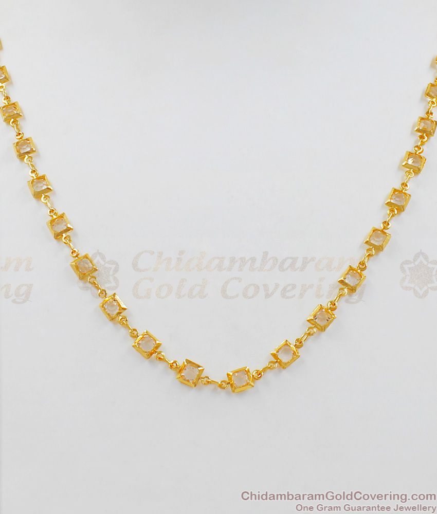 Dazzling White Stone Gold Short Chain For Online Shopping CHNS1068
