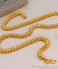 Traditional 22K Gold Plated Textured Beaded Short Chain CHNS1072