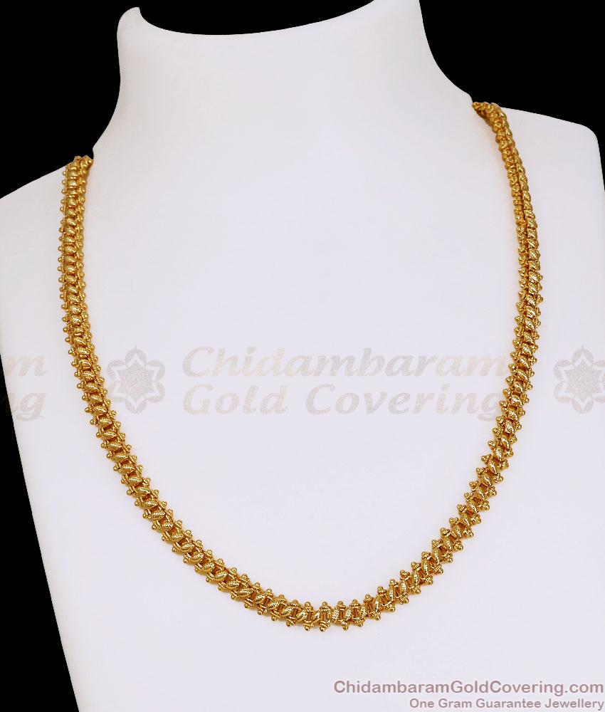Traditional 22K Gold Plated Textured Beaded Short Chain CHNS1072