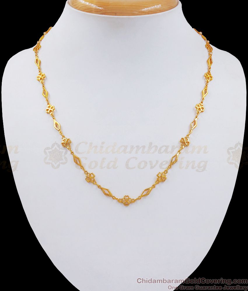 Gorgeous Gold Tone Short Chain Flower Design CHNS1105