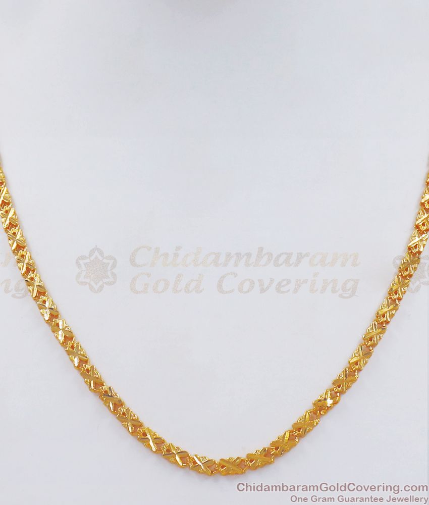 Solid Real Gold Tone Men Chain For Daily Wear CHNS1106