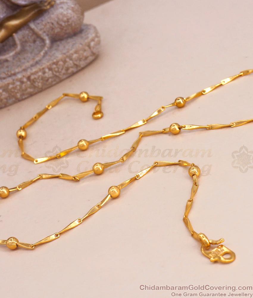 Unique 1 Gram Gold Plated Chain Wheat Design With Gold Beads CHNS1143
