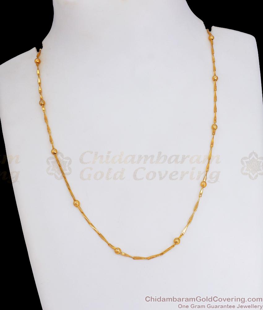 Unique 1 Gram Gold Plated Chain Wheat Design With Gold Beads CHNS1143