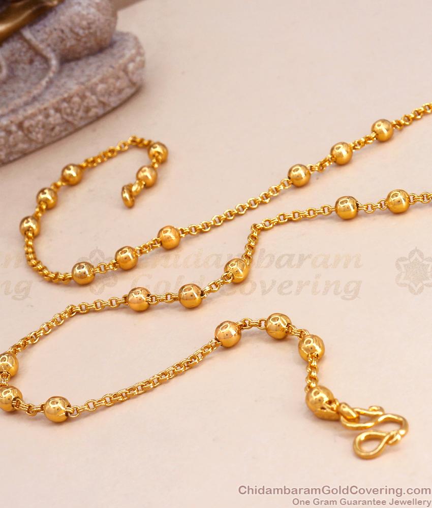 One Gram Gold Beaded Chain Rope Designs Shop Online CHNS1145