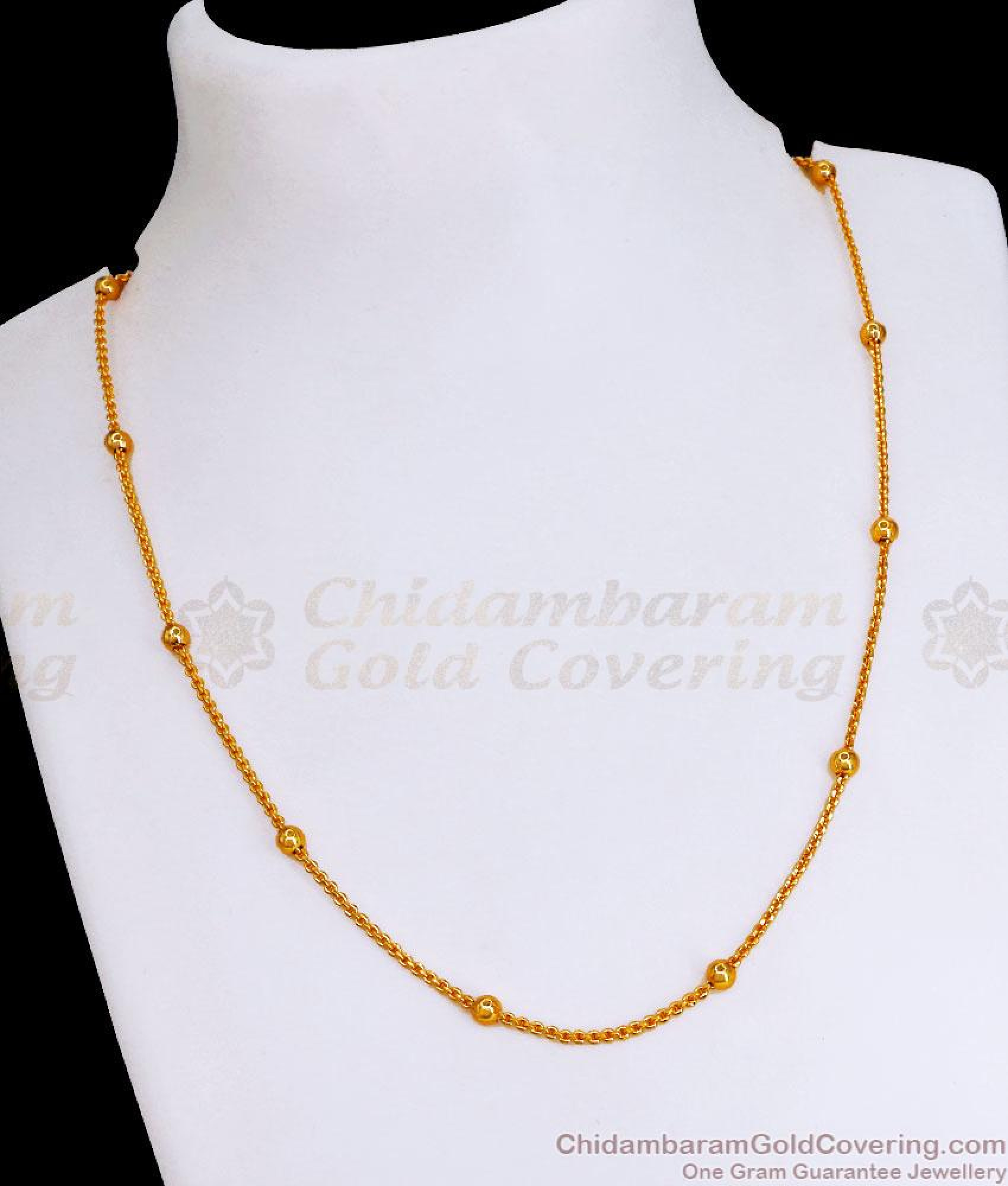 Thread Gold Chain Traditional Gold Chain For Women With Golden Beads CHNS1160