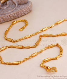 Pure Gold Tone Solid Chain With Wheat Link Design CHNS1161