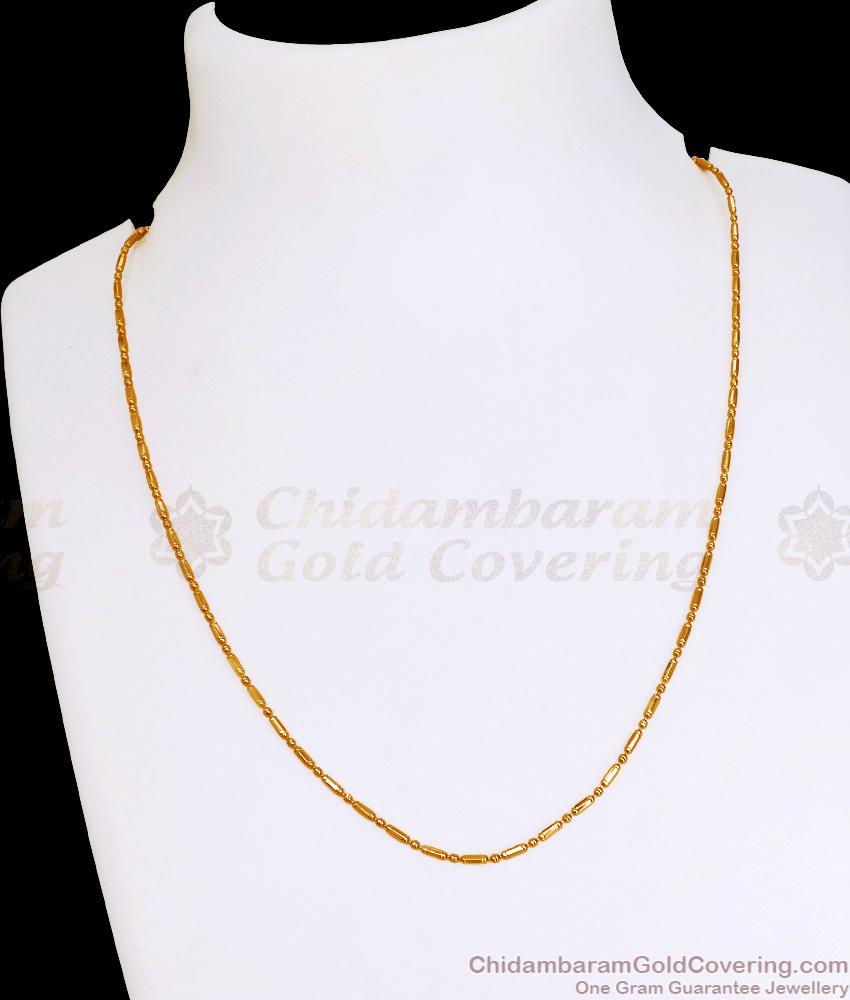Thin Tube Design 1 Gram Gold Short Chain Collections Online CHNS1212 Thin Tube Design 1 Gram Gold Short Chain Collections Online CHNS1212