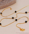 Pure Gold Tone Line Chain With Black Crystal For Women CHNS1215 Pure Gold Tone Line Chain With Black Crystal For Women CHNS1215