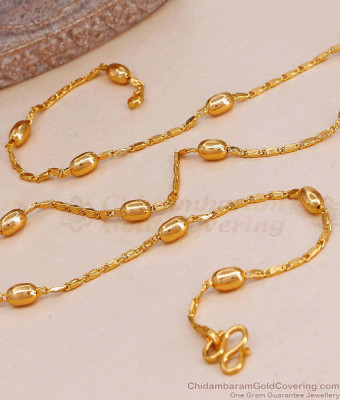 Real Gold Finish Beads Design Short Chain At Affordable Price CHNS1220