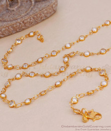 Glittering Pearls And Diamond Short Chain 1 Gram Gold Jewelry CHNS1221