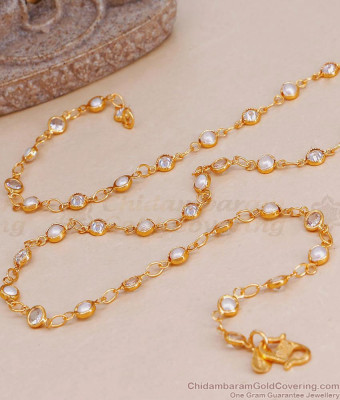 Glittering Pearls And Diamond Short Chain 1 Gram Gold Jewelry CHNS1221