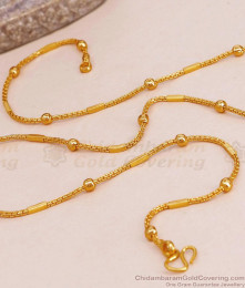 Latest One Gram Gold Beaded Short Chain Design With Tube For Daily Wear CHNS1222