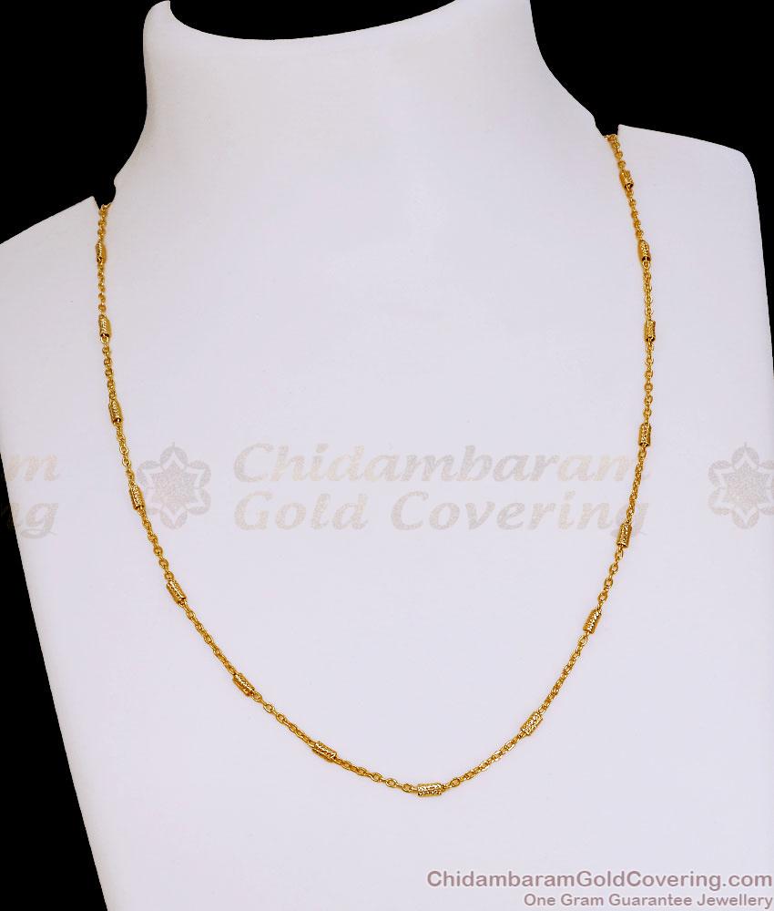 Buy Yellow Gold Barrel Bead Link Chain Online CHNS1244