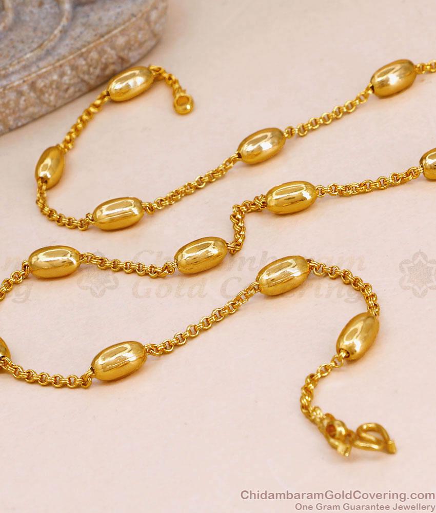 Beautiful 1 Gram Gold Beaded Thin Chain Design Shop Online CHNS1245