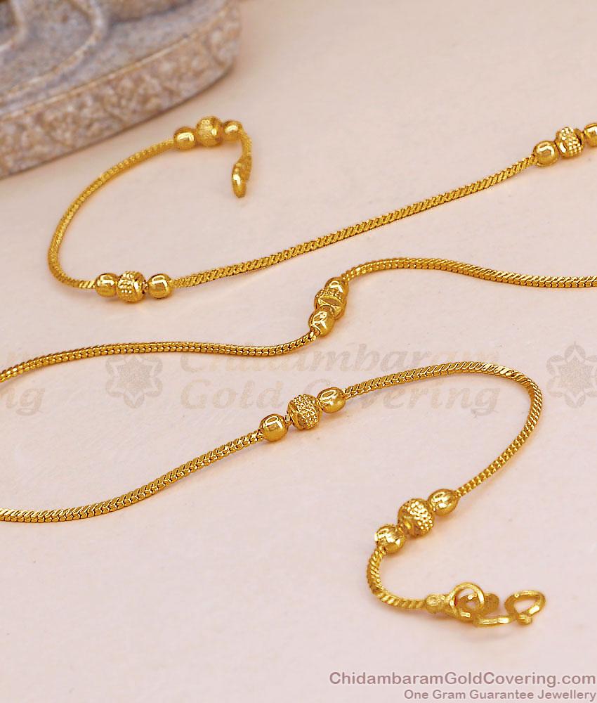 Thin One Gram Gold Imitation Beaded Chain For Daily Use CHNS1248 Thin One Gram Gold Imitation Beaded Chain For Daily Use CHNS1248