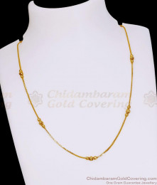 Thin One Gram Gold Imitation Beaded Chain For Daily Use CHNS1248